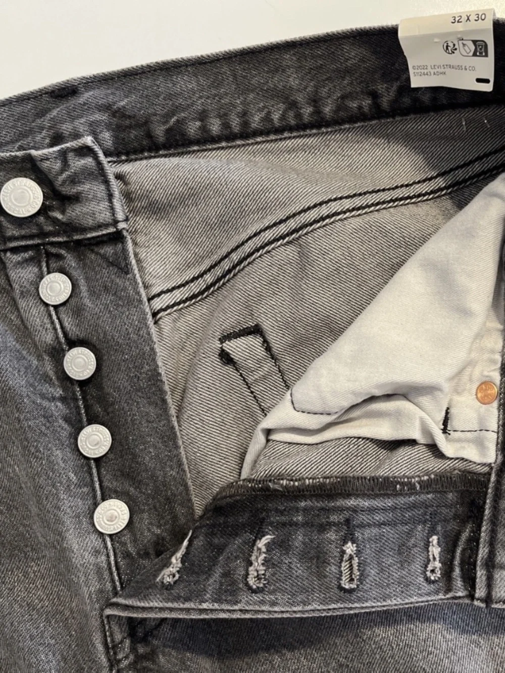 Levi's 501 Selvedge Original Straight Leg Jeans Men's 32x30 Gray Big E